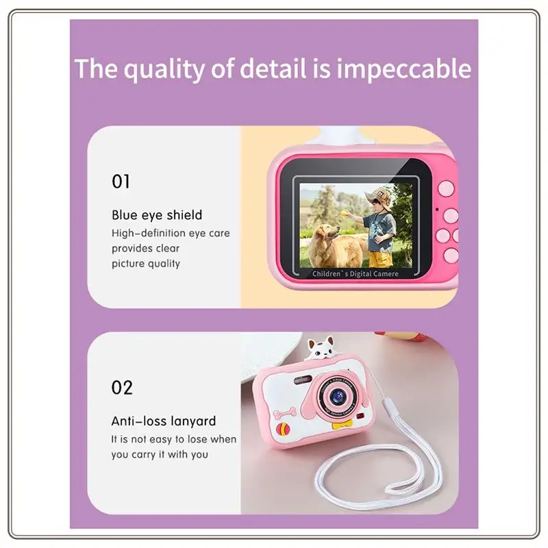 A8S HD Dual เลนส์ 4000W Pixel 5472X4104PX ความละเอียดภาพไม่มีการ์ดหน่วยความจํากล้องเด็ก, สีฟ้าติดตั้งง่าย