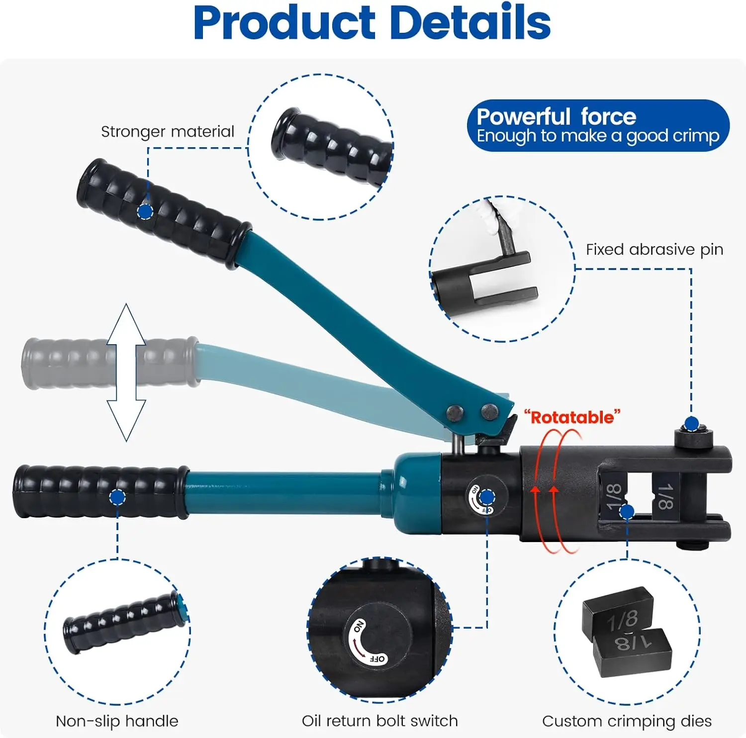 أداة تجعيد درابزين كابل مخصصة مطورة أداة العقص الهيدروليكية المكشكش الهيدروليكي لـ 1/8 "5/32" 3/16" · مبيعات المصنع مباشرة