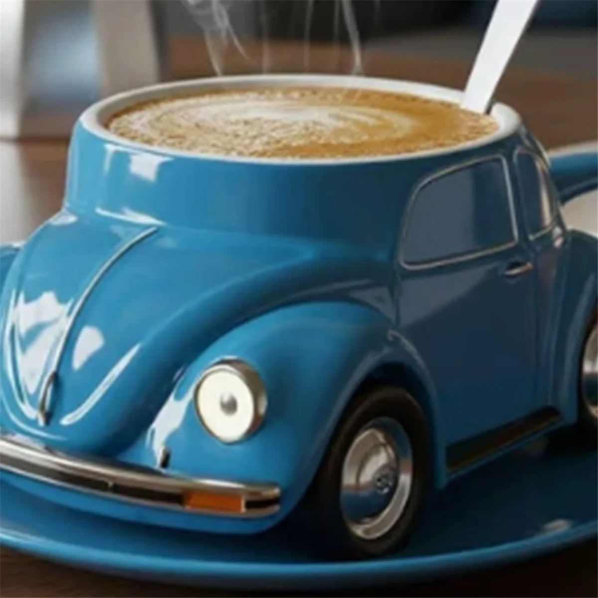 Taza de café con forma divertida AA98, taza de café hecha a mano, novedad, taza de té en forma de coche para adorno de escritorio