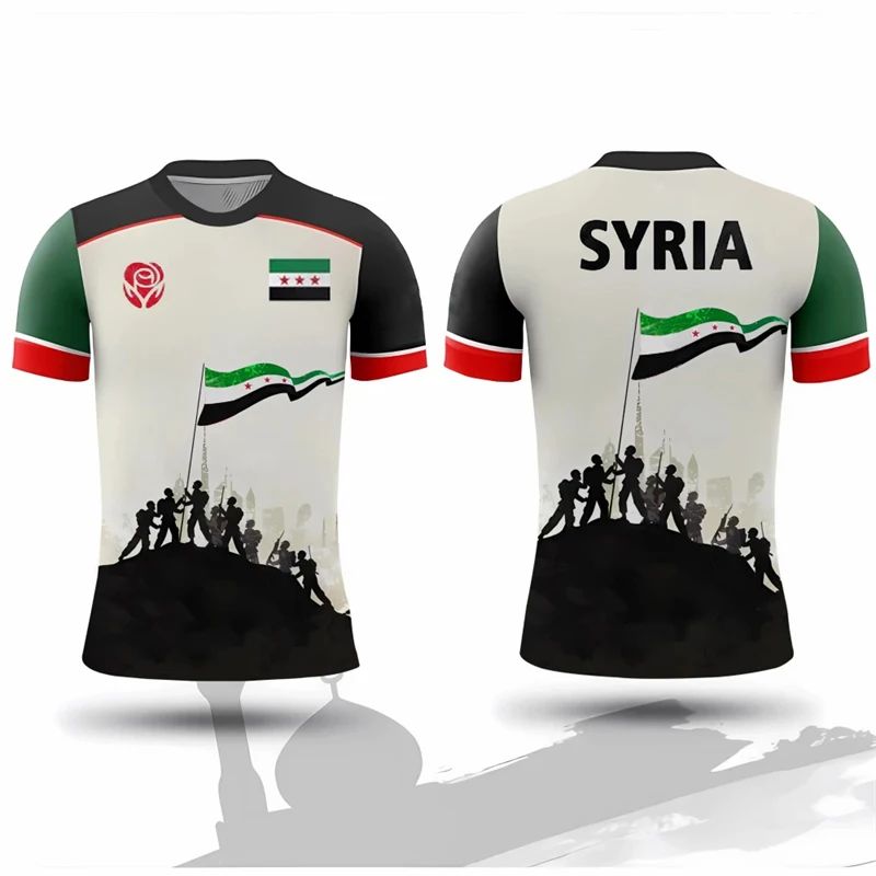 2025 Summer New Syria Football T-shirt For Men Women Syria Flag Badge Short Sleeve T Shirts Sport Loose Quick Dry Sport Tees