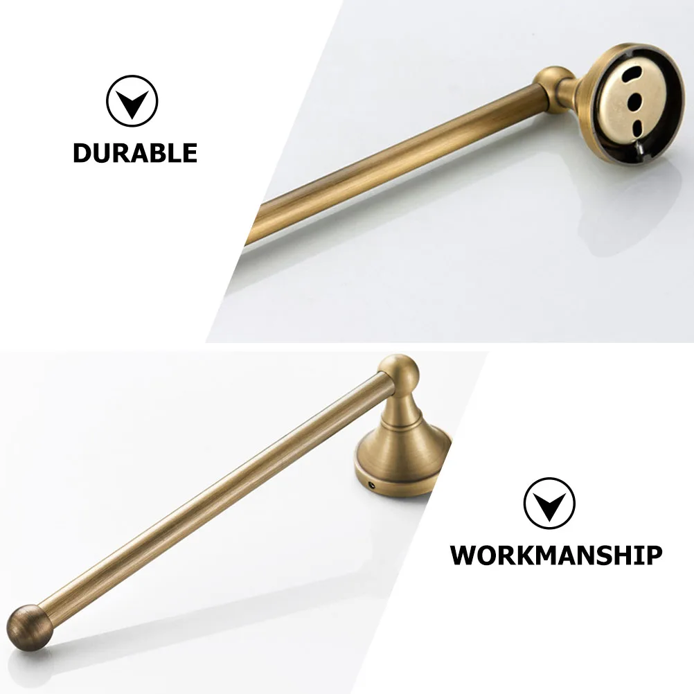 

Vintage Copper Holder Wall Mounted Scratch Resistant Bathroom Decorative Towel Rack Smooth Rotating Toilet Roll Holder Golden