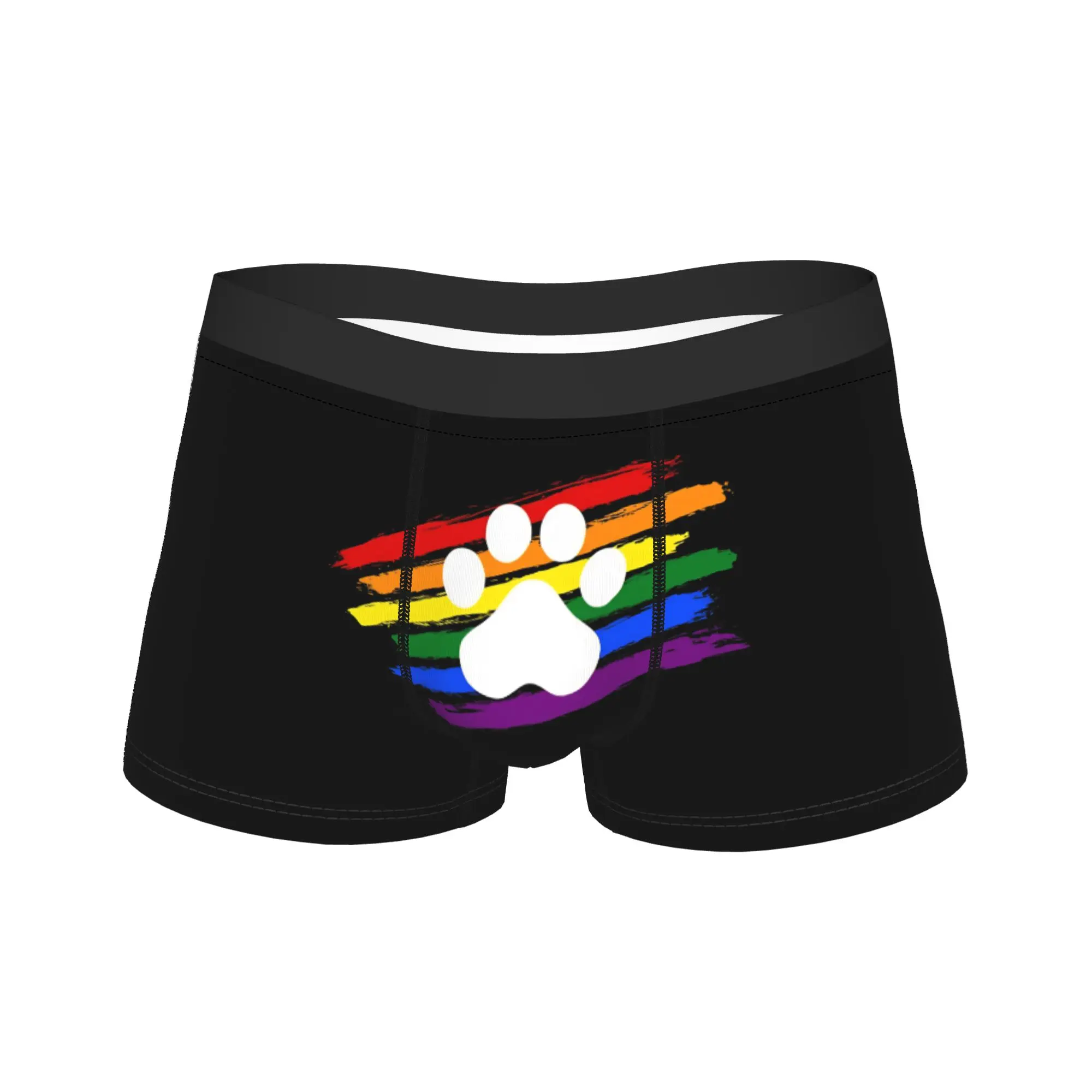 Man Pup Paw LGBT Pride Bright Underwear  Humor Boxer Briefs Shorts Panties Homme Soft Underpants Plus Size