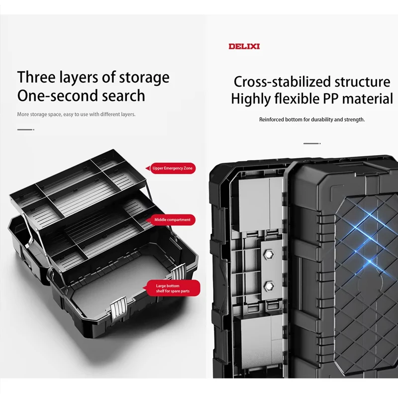 Industrial Grade Tool Box Multifunctional Hardware Art Box Electrician Multi-Layer Folding Organizer for Storage