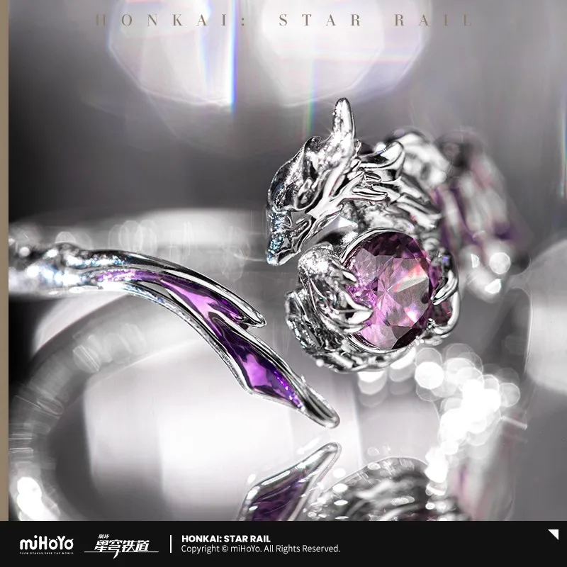 [Genuine] Game Honkai Star Rail Polyxia Pollux Dragon Themed Impression Ring Anime Cosplay Metal Accessories Jewelry Xmas Gifts - Image 2