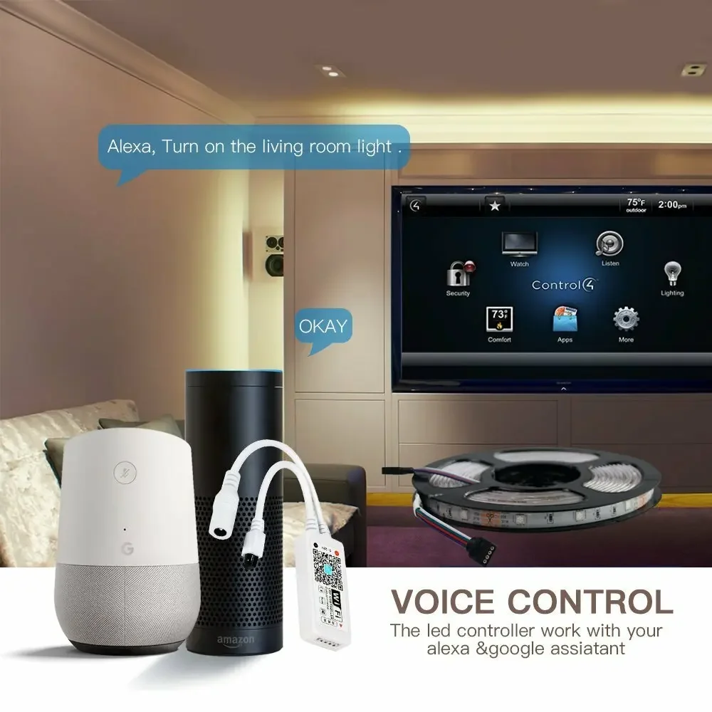 5 M-20 M 12V LED Strip Light 5050 RGB RGBW RGBWW สมาร์ท WiFi APP Controller 60 LEDs/M หรี่แสงได้ริบบิ้นเทปสนับสนุน Alexa