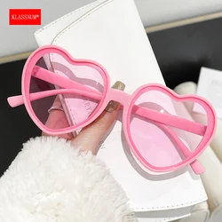 KLASSNUM Love Heart Shaped Sunglasses Wedding Party Decoration Women Big Frame Fashion Retro Pink Cat Eye Vintage Sun Glasses