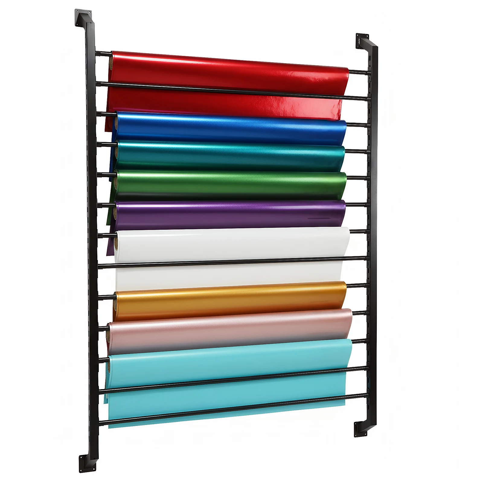 

Подставка для тканевых рулонов на 13 штук с регулируемой штангой для подвешивания, для виниловой пленки, трансферной бумаги, ленты, обоев, оконной пленки