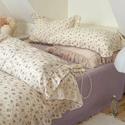 Premium 100% Gauze Cotton Duvet Cover with Ruffles Soft Breathable Farmhouse Bedding Comforter Quilt Cover (No Pillowcase Sheet)