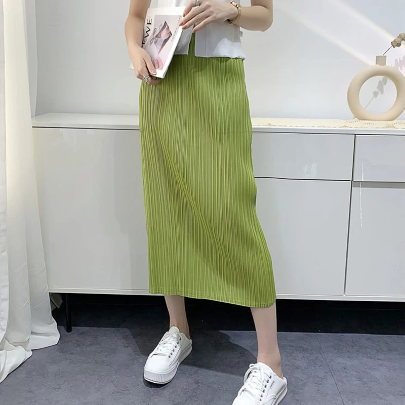 Summer Half Skirt Women's Comfortable Casual High Waist Pleated Half Skirt Pleated Hundred skirt