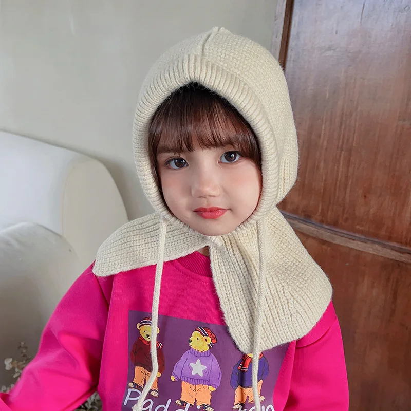 

Children Hat Korean Autumn and Winter New Scarf Integrated with Hat Keep Baby Warm Windproof Earmuffs Shawl Woolen Cap