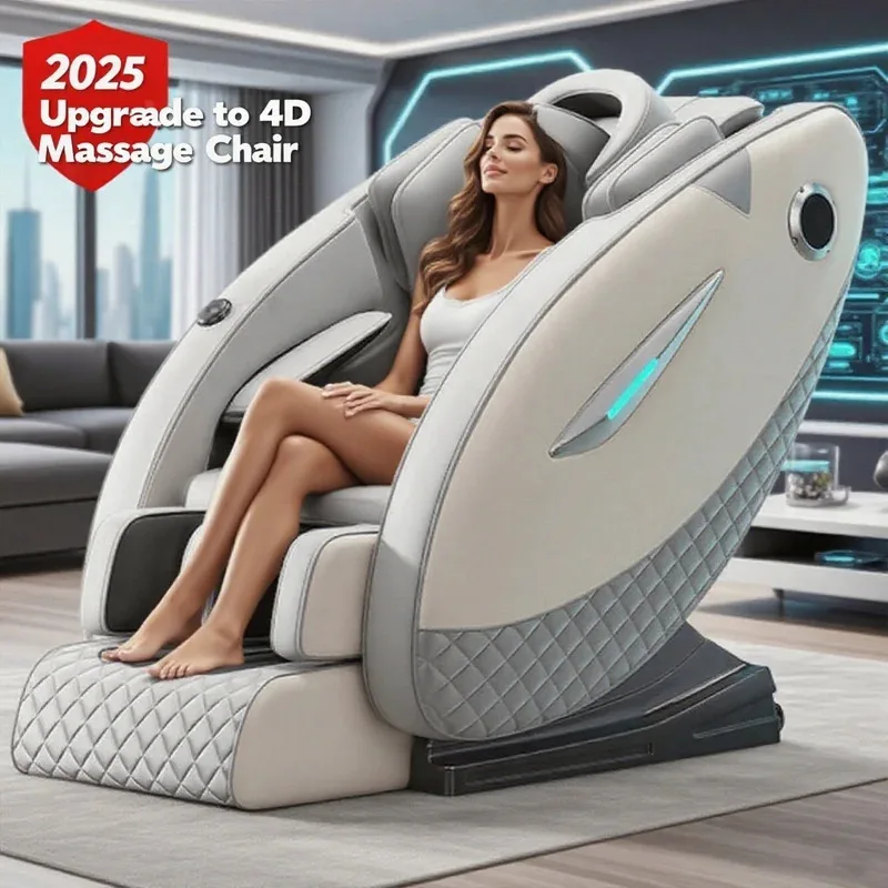 4D Massage Chair with Full Body Relaxation Function 2025 Zero Gravity SL-Track Shiatsu with Bluetooth Speaker and AI Control