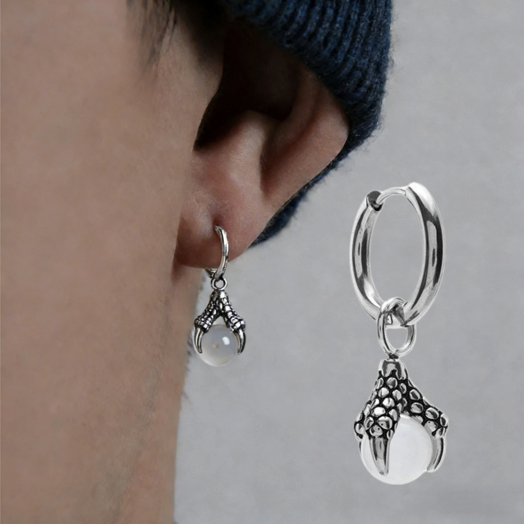Unisex Minimalistische Drachenklauen-Edelstahl-Creolen im Gothic-Punk-Stil für Damen und Herren Ohrschmuck Mode-Accessoires
