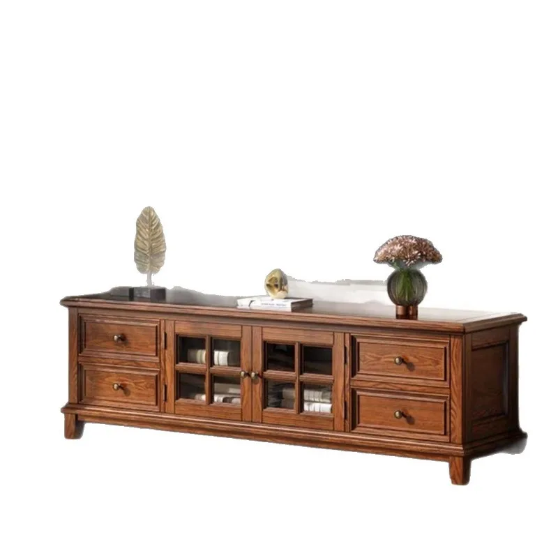 All solid wood TV cabinet ash wood coffee table combination living room floor cabinet