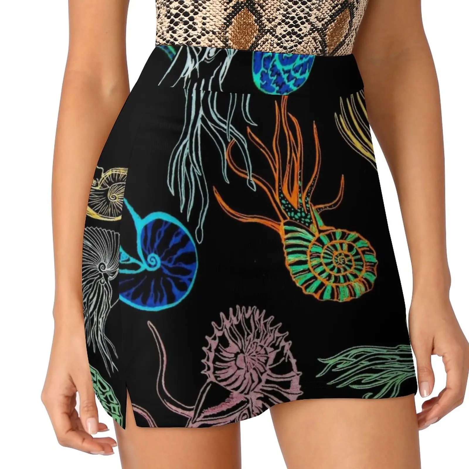 Ammonites-Black Women's skirt Sport Skort Skirt With Pocket Fashion Korean Style Skirt 4Xl Skirts Ammonites Ammonite Cephalopod