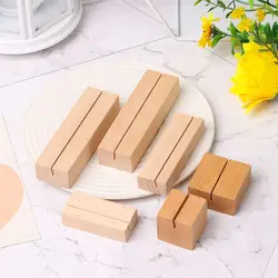 1PC Business Card Holder Rectangle Beech Wooden Photo Clip Picture Stand Handmade Memo Place Card Holder for Home Office