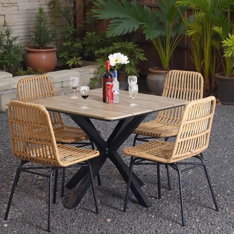 Iron Frame Rattan Chair,Wabi Sabi Style Handwoven Seat Durable Breathable Backrest Dining Chair for Cafe Balcony and Living Room
