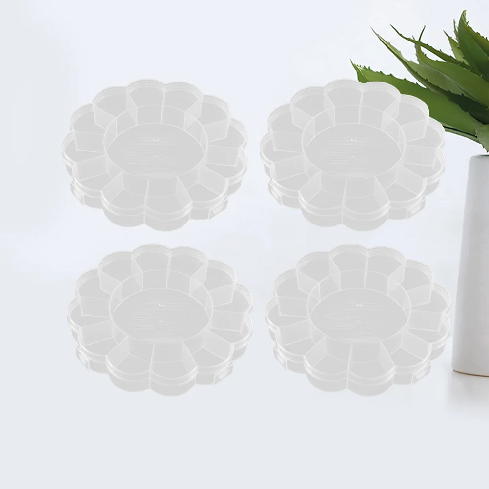 

4Pcs Plastic Storage Box 13 Compartments Round Space Saving Desktop Container for Organizing Cosmetics Sundries