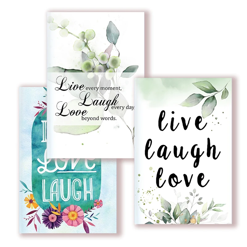 

A5 Notebook Inspiring Quotes - Live Love Laugh - Sketch Note Book Writing Memo Print Art Wallpaper Flower Decor Cover Poster