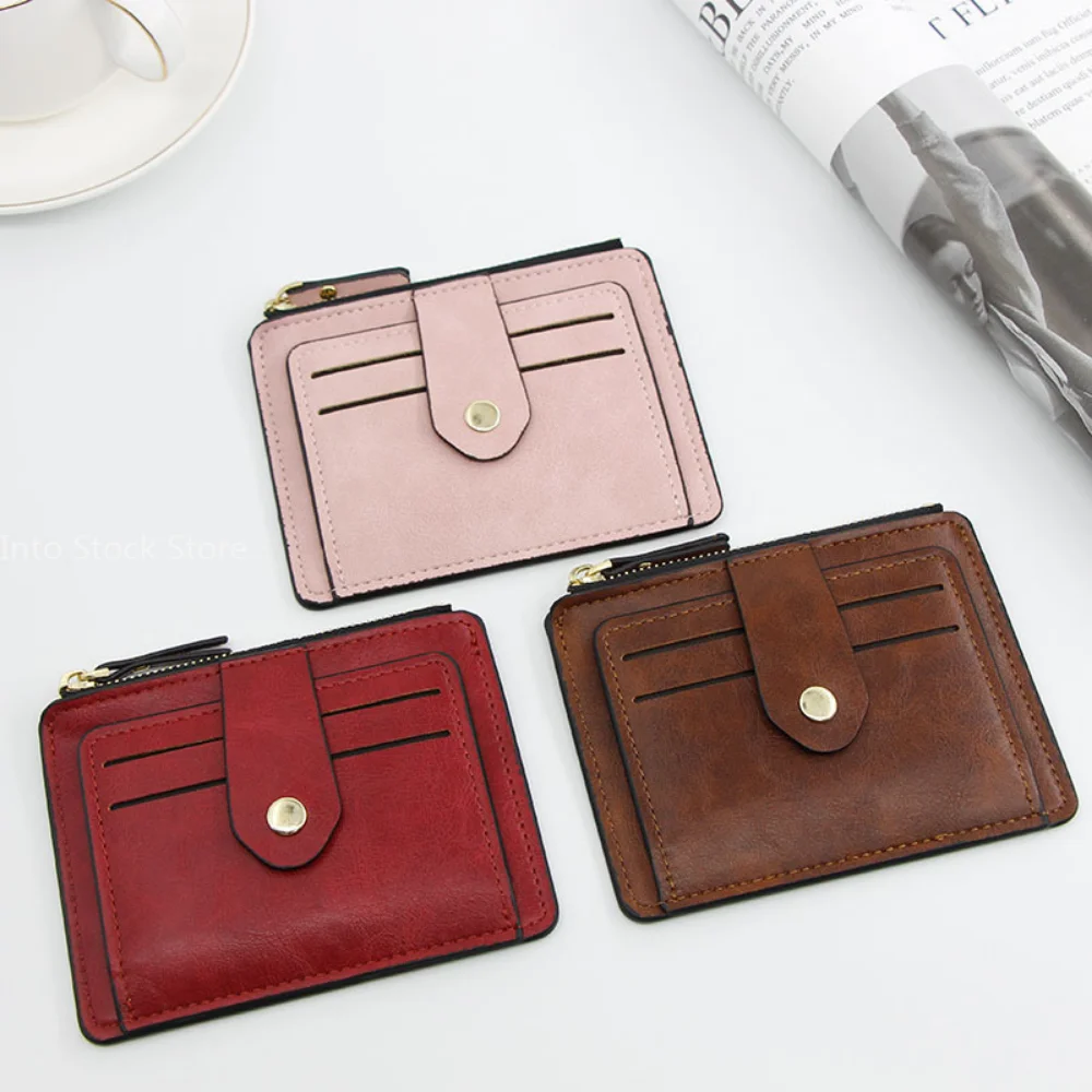 Men Fashion Credit ID Card Holder Wallet Male Slim Leather Wallet with Coin Pocket Brand Designer Brown Business Purse