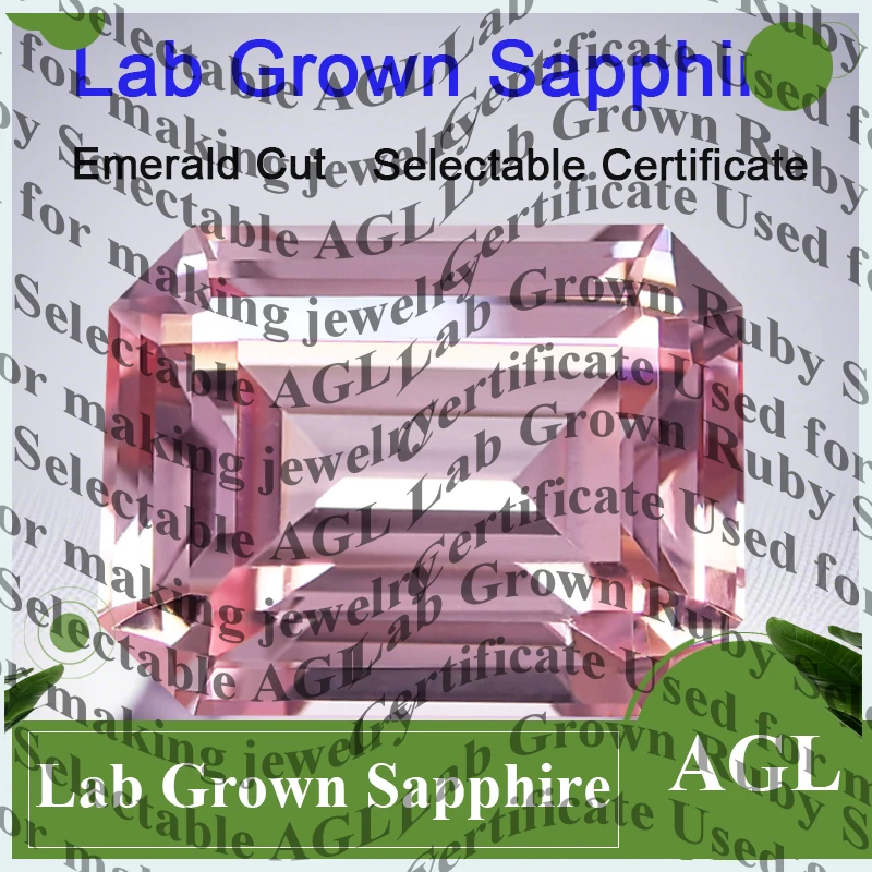 

High Quality Emerald Cut Sunrise Pink Lab Grown Sapphire VVS1 Clarity Loose Gemstone AGL Certified For Fine Jewelry Making