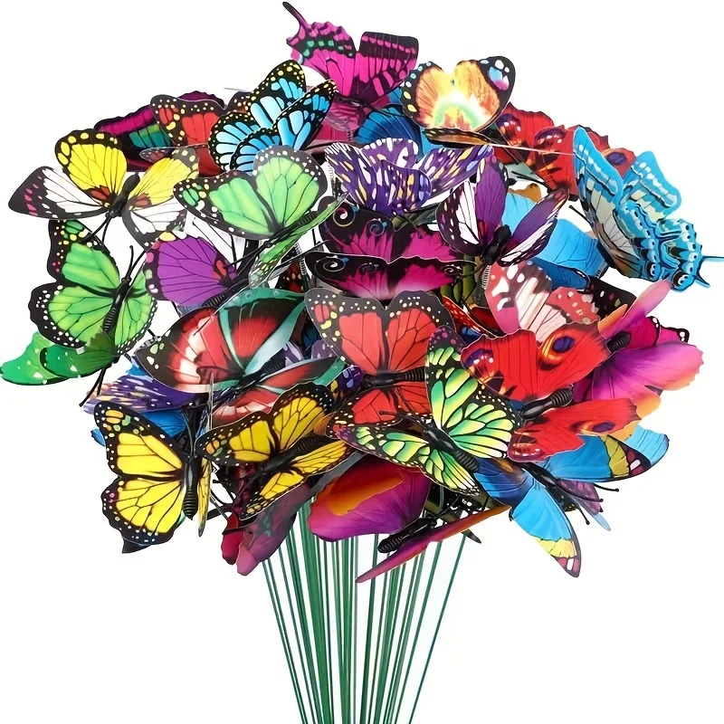 Waterproof Butterfly Garden Planter, Flower Arrangement, Colorful Butterfly, Outdoor Decor, Pots Decoration, 24 Pcs, 48Pcs