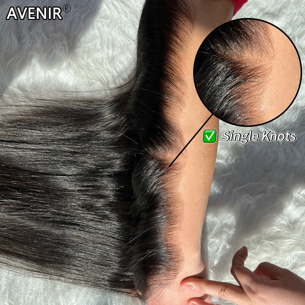 AVENIR nudos individuales 13x6 HD encaje Frontal solo cabello humano liso brasileño HD encaje Frontal Pre desplumado Color Natural cabello Remy