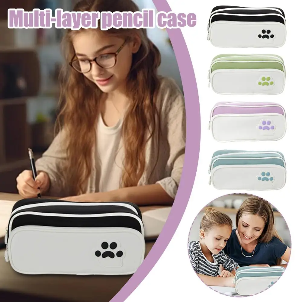 2025 جديد القط باو حقيبة أقلام رصاص القط باو طباعة متعدد الطبقات فتاة ممحاة لطيف طالب المدرسة تخزين حقيبة أقلام رصاص سعة كبيرة Cas K1X6