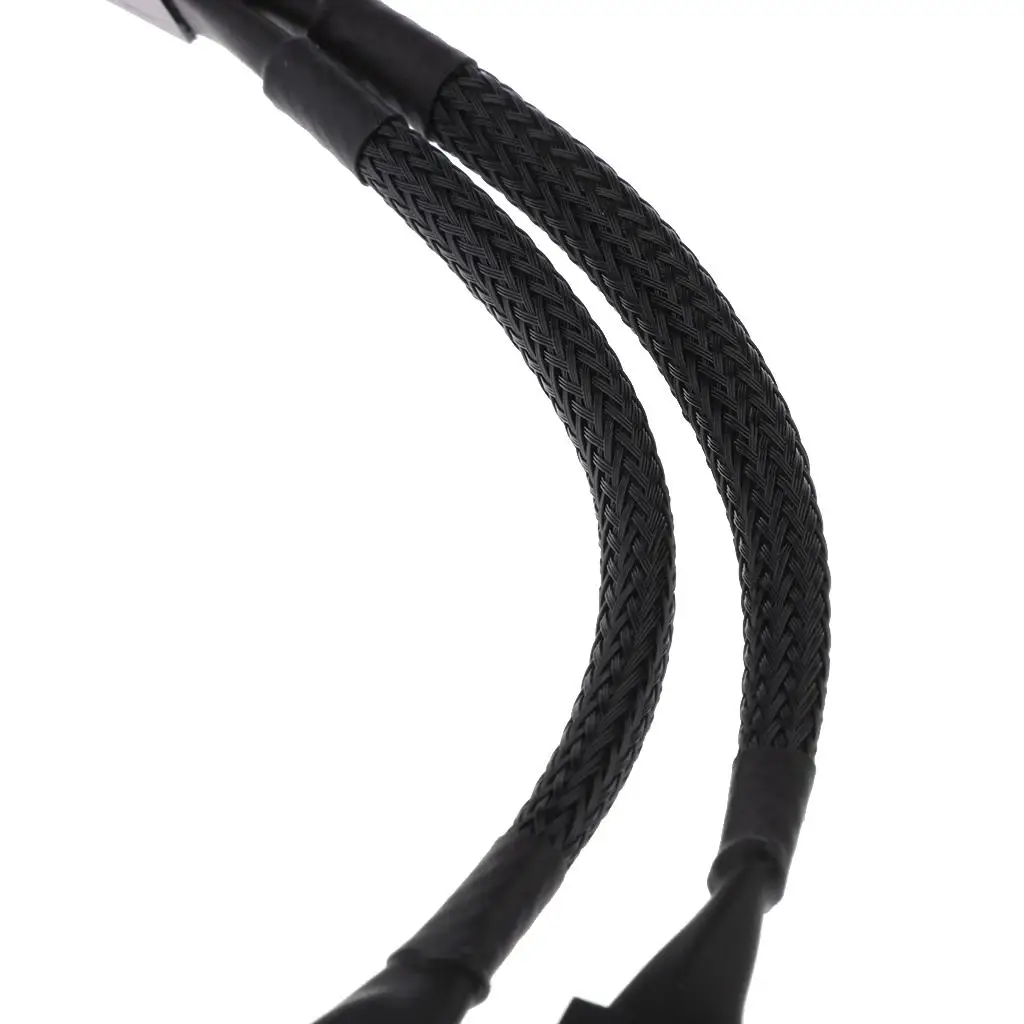 Cavo di alimentazione ventola computer splitter a Y da 15 cm a 4 pin da 1 a 2 maniche nere