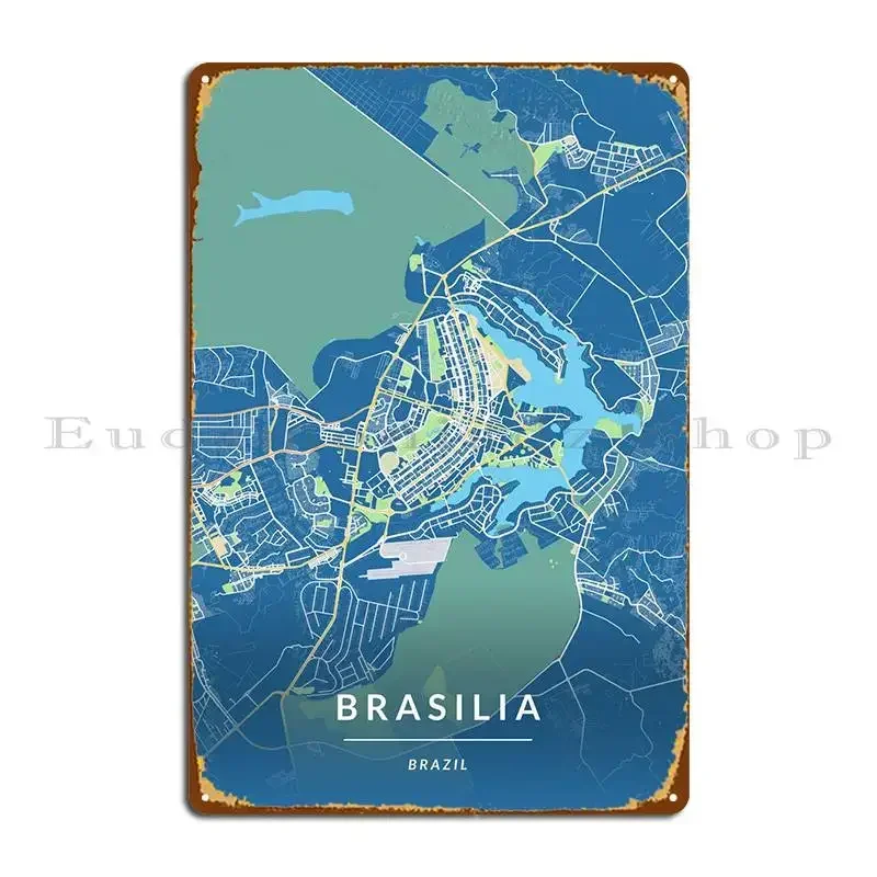 Placa de Metal Brasília Brasil: Pôster Decorativo para Festas, Placa de Parede, Letreiro de Lata, Pôster