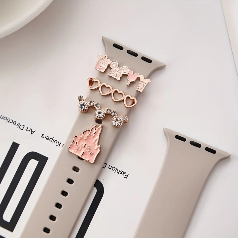 حلقة تزيين حزام الساعة الكرتونية لساعة أبل وزخرفة قلعة لساعة Iwatch وإكسسوارات المجوهرات هدية عيد الميلاد