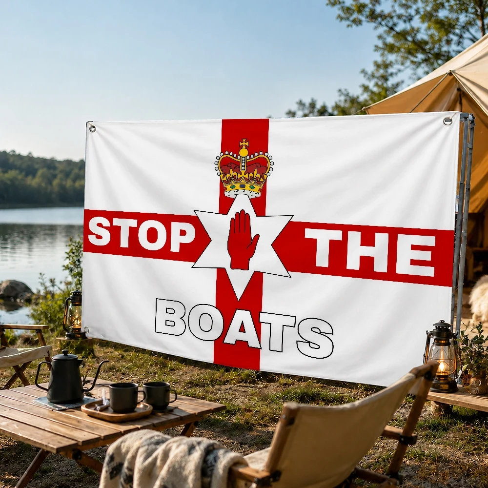 United Kingdom Britain England Stop The Boats flag Decoration Outdoor Picnic Party Art Hanging Home Camping Party Banner