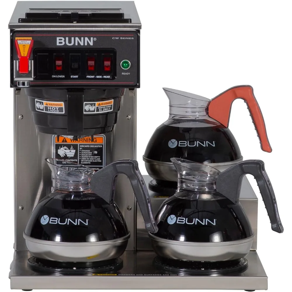 3 Automatic Commercial Coffee Brewer with 3 Lower Warmers (120V)