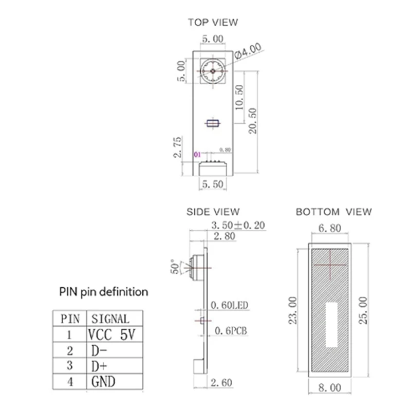 30W Pixel USB2.0 OV7675 Camera Module + USB Cable For Laptop Camera Module, Easy Install Easy To Use