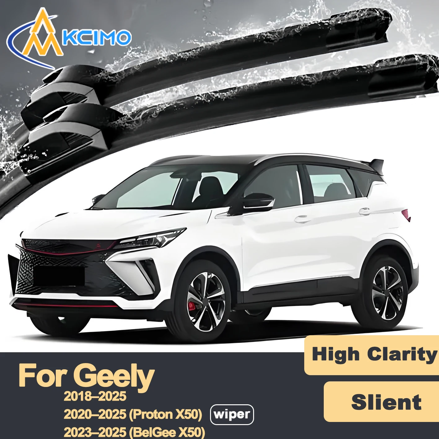 

Premium Rubber Durable Silent Windshield Wiper Blades 2pcs for Geely Binyue SX11 2018-2025 Coolray Proton X50 BelGee X50