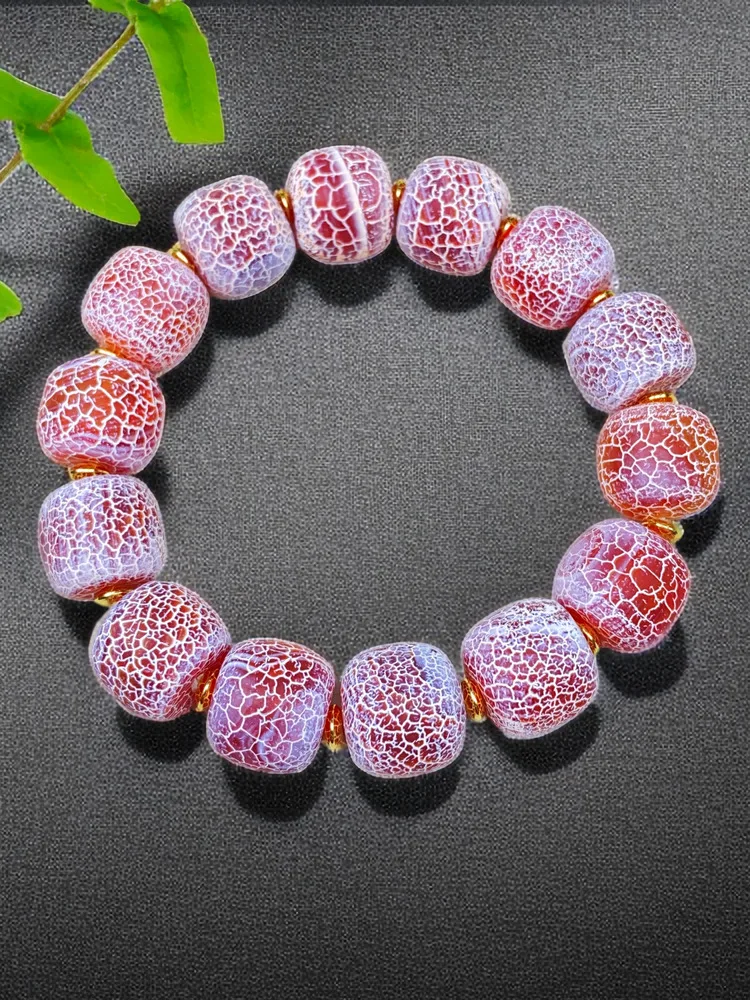 

Natural Agate Dragon Scale Red Phoenix Blood Gallbladder Golden Lotus Sima Snow Ling Jade Bracelet Rare Antiquities Old Material