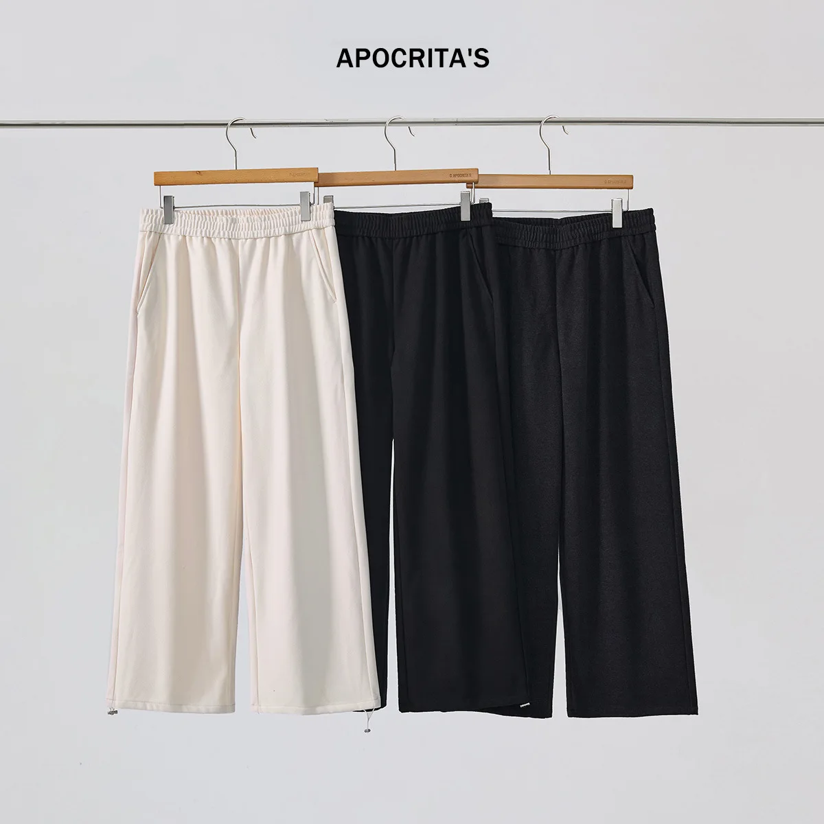 

Men's Casual Wide Leg Pants Winter Loose Fit Drapey Trousers with Cuff And Belt Women's Versatile Long Knitwear