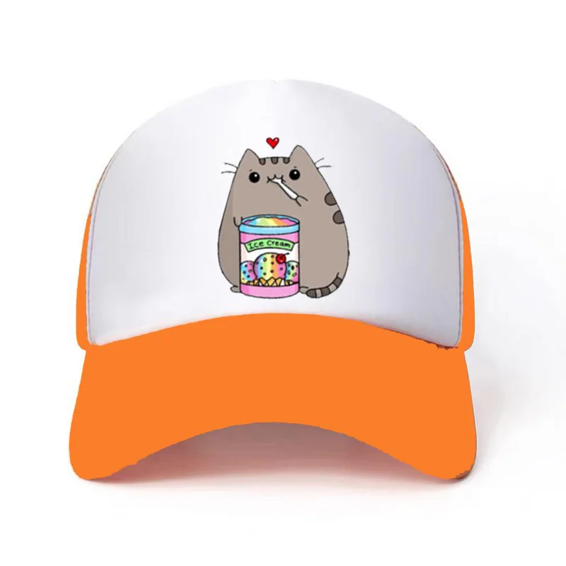 Kids Hat 6-15Y Gift Cute Cat Print Boys and Girls Travel Party Sun Hat Sports Baseball Hat 58CM Beautiful Girl Charm Casual Hat