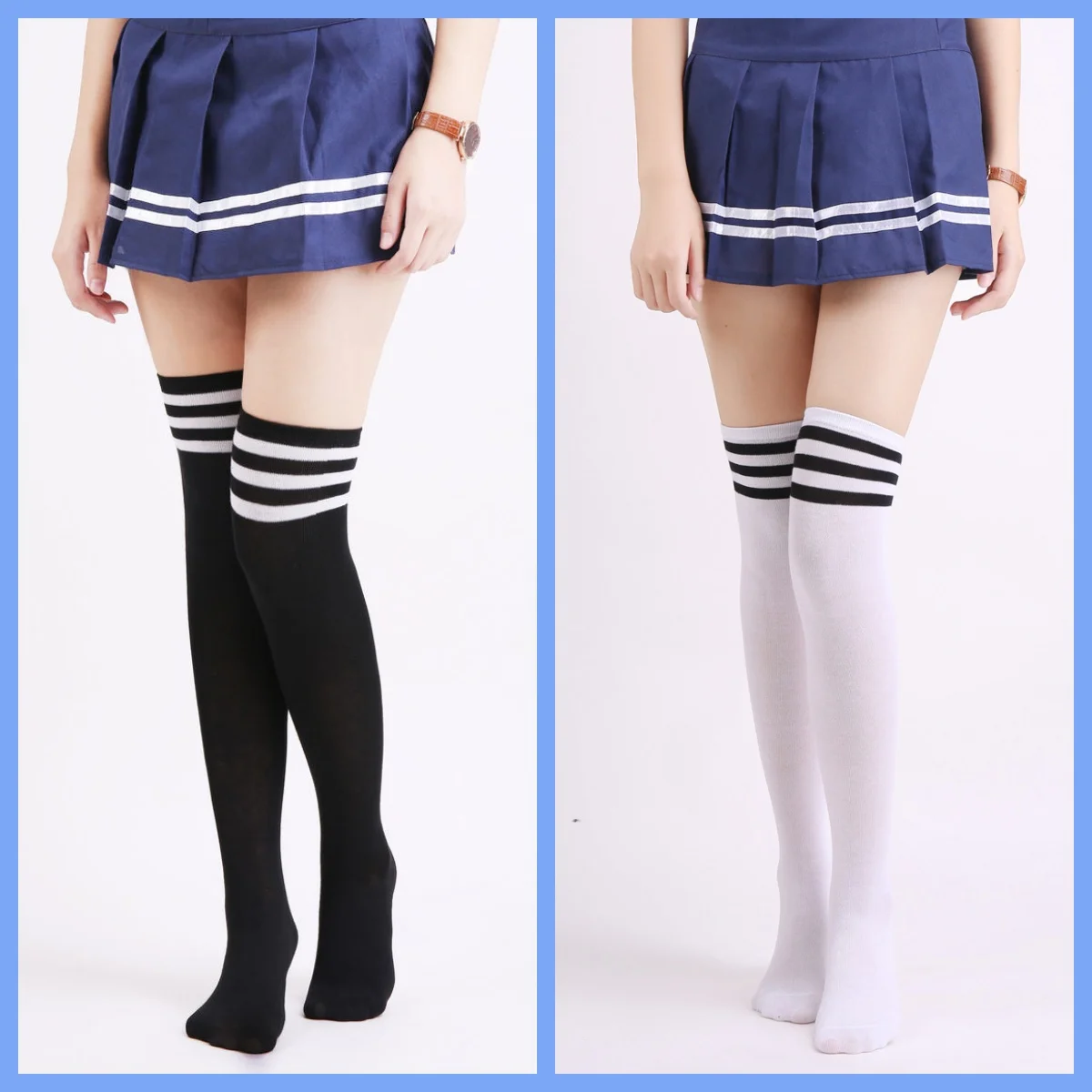 

Fashionable and versatile striped socks, football socks, cute knee high socks, women's 26.5-inch long high-heeled socks
