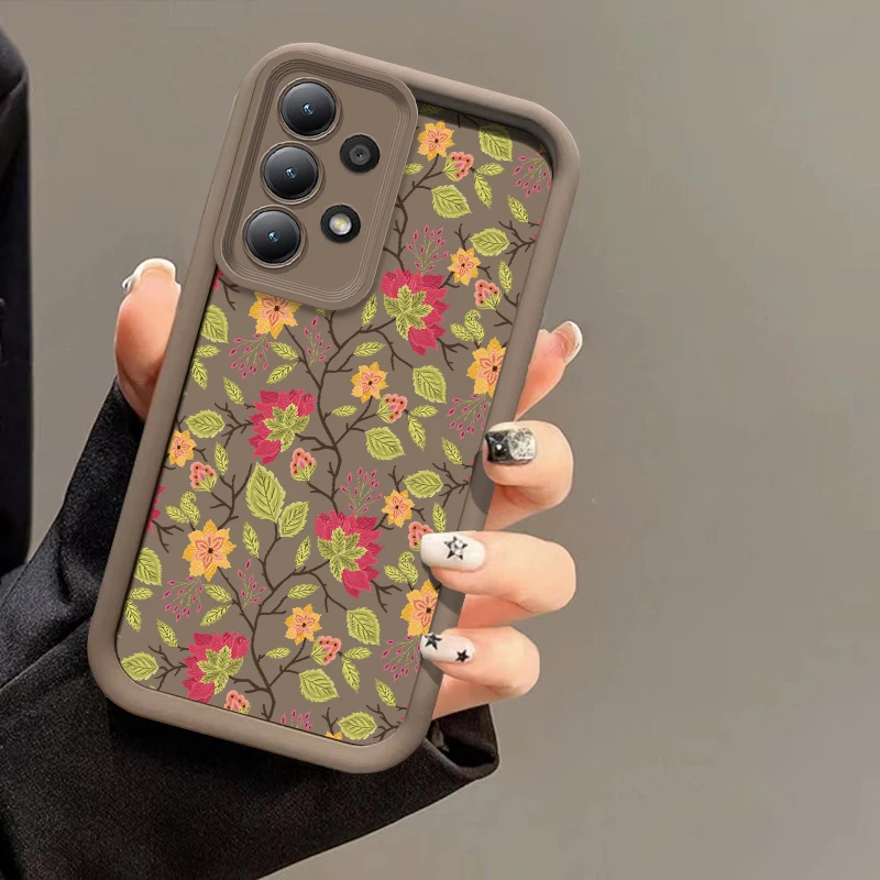 Shockproof Phone Case For Samsung Galaxy Note 20 Ultra M23 M22 M16 M15 M13 M54 M51 M34 M31 M30S Matte Silicone Flowers Cover