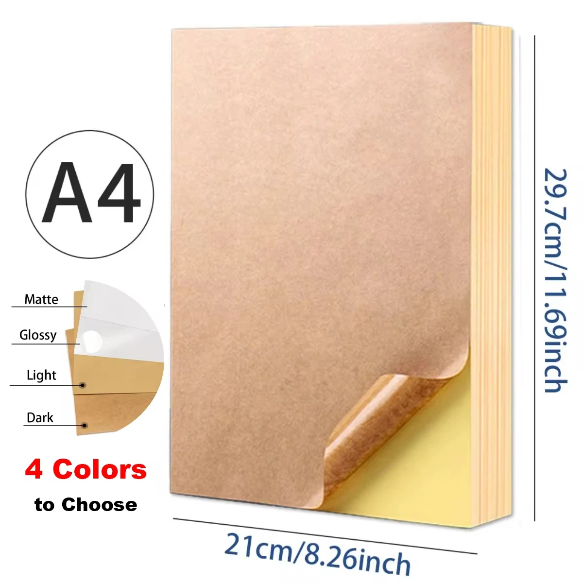 10/20/50/100PCS A4 White/Kraft Printable Sticky Halloween Sticker Label Matte Glossy Paper Sheet for Laser Inkjet Printer Copier