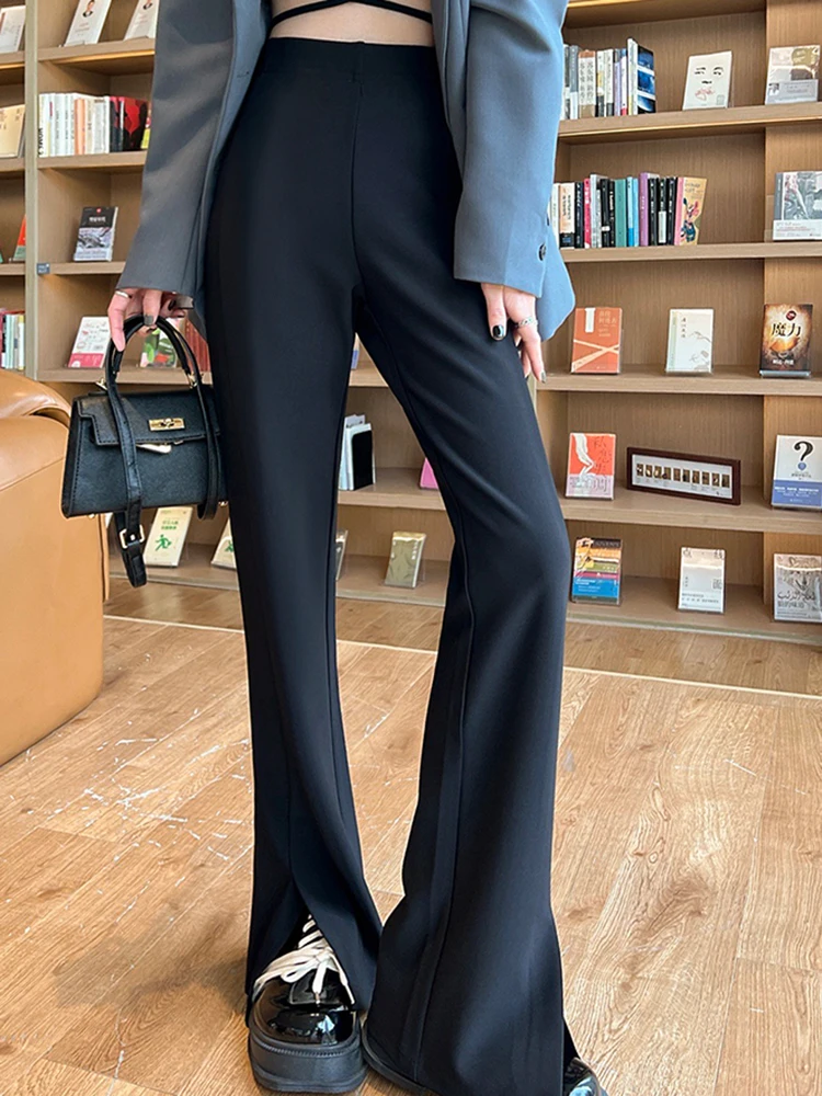 

New High Waist Slim Women Pants Simple Basic Black Loose Straight Leg Pants Female Chicly Fashion Street Casual Woman Pants