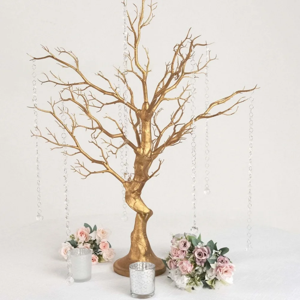 60 cm Goldener Ast-Baum Ornament Hochzeitsdekoration Funkelnder Baum für Blumenanhänger Weihnachtsfeier Tischdekoration – Detail 2