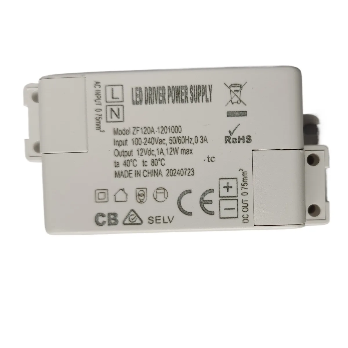 

ZF120A-1201000 Class 2 Power Supply AC/DC Adapter LED Driver 12W Constant Voltage