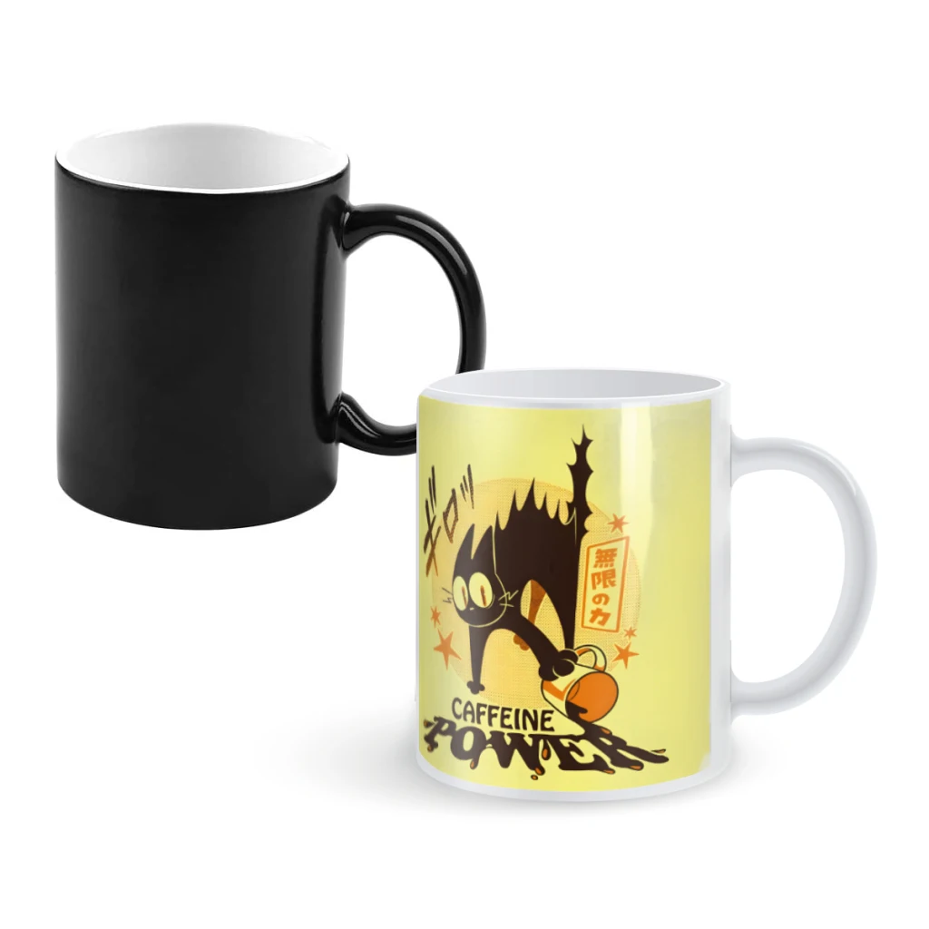 

Caffeine Power Cat Anime JapaneseCoffee Mugs And Mug Creative Color Change Tea Cup Ceramic Milk Cups Novelty Gifts