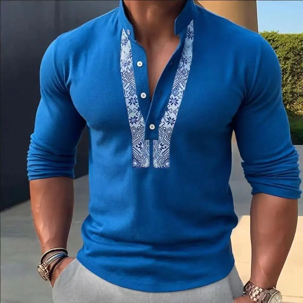 

Men's linen long sleeved shirt, loose top, fashionable trend, outdoor street, casual and comfortable