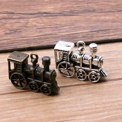 4Pcs 20*27mm 2 Color 3D Steam Train Charms Transportation Pendants Handmade Decoration Vintage For DIY Jewelry Making Findings