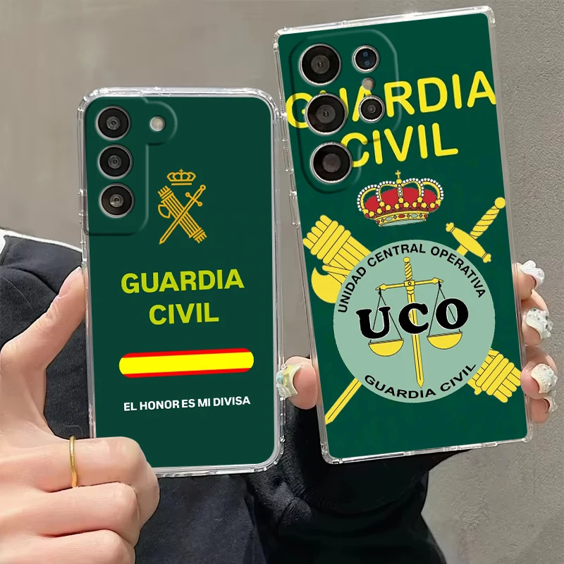 Spanish Guard Emblem Civil Transparent Cover for Samsung Galaxy S26 S25 S24 S23 S22 S21 S20 FE Ultra S25Edge Plus 5G Phone Case