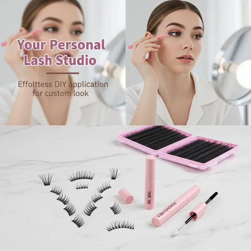 Amour NookDIY Eyelash Clusters Kit Individual Eyelashes Kit Large Capacity Wispy Lashes Eyelash Extensions Kit Reuseable