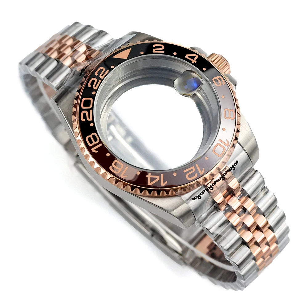 For GMT Case 40mm NH35 Sapphire Glass Watch Case 316L Stainless Steel Men's Watch Parts For Seiko NH35 NH36 NH34 NH38 Movement
