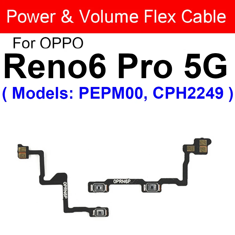 Power Volume Flex Cable For OPPO Reno 5 6 Pro Plus 6 Lite 4G 5G Power Volume Side Button Flex Ribbon Replacement